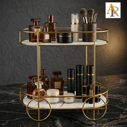 Arooji’s 2-Layer Trolley Makeup Organizer – White & Black