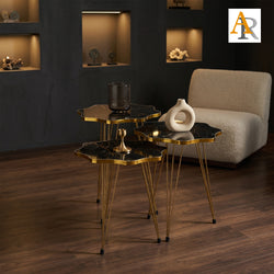 Flower-Shaped MDF Coffee Tables – Premium Nesting Tables I White & Black