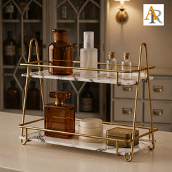 2-Tier Premium Makeup Organizer – White & Black