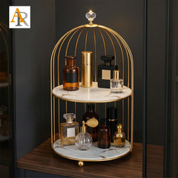 2-Layer Cage Makeup Organizer – Best Vanity Organizer | White & Black