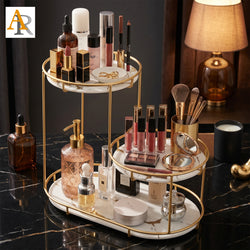 3-Tier Premium Cosmetics Organizer – White & Black