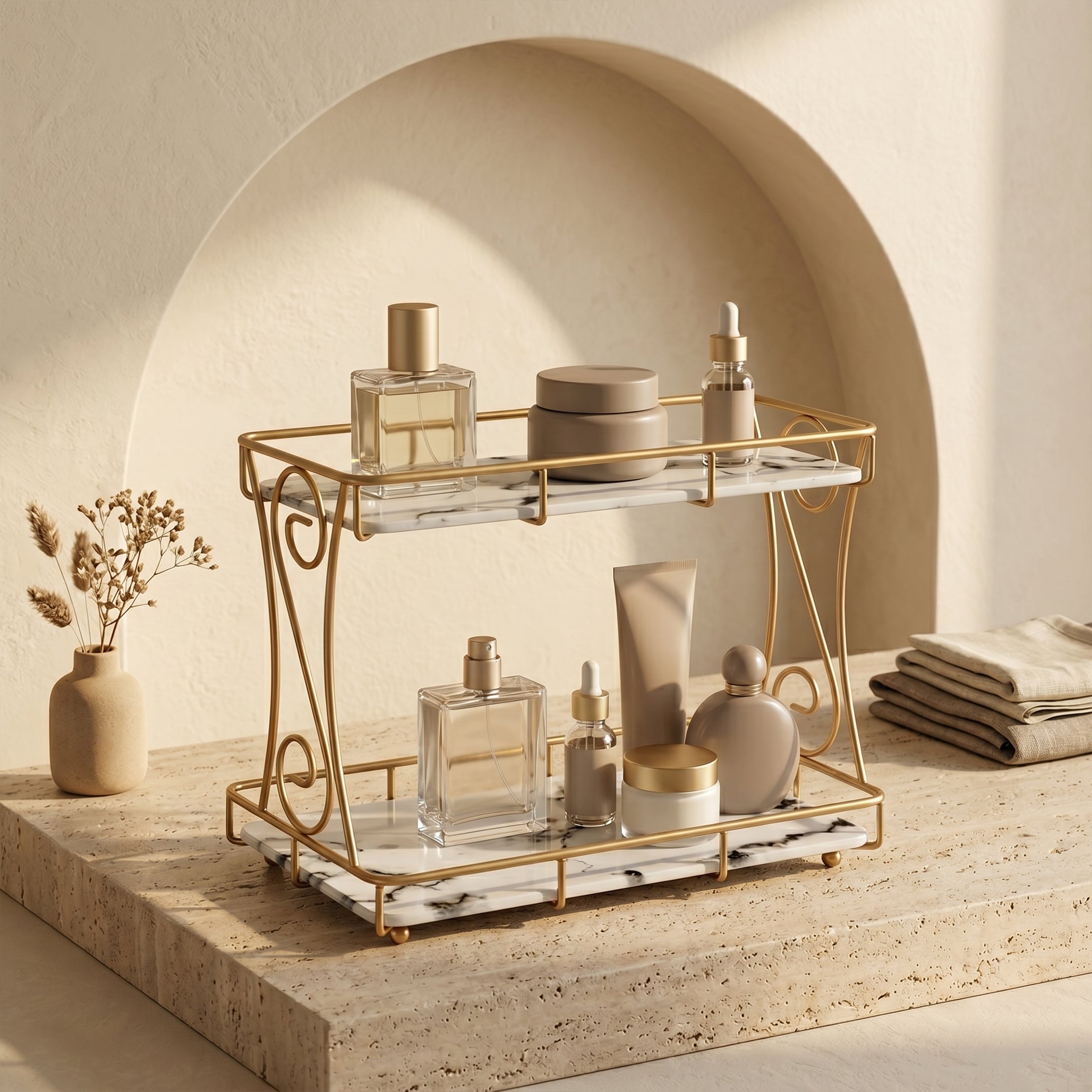 Arooji’s New 2-Layer Vanity Organizer – White & Black
