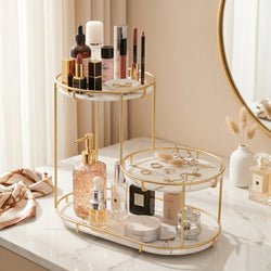 3-Tier Premium Cosmetics Organizer – White & Black
