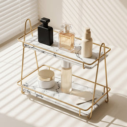 2-Tier Premium Makeup Organizer – White & Black