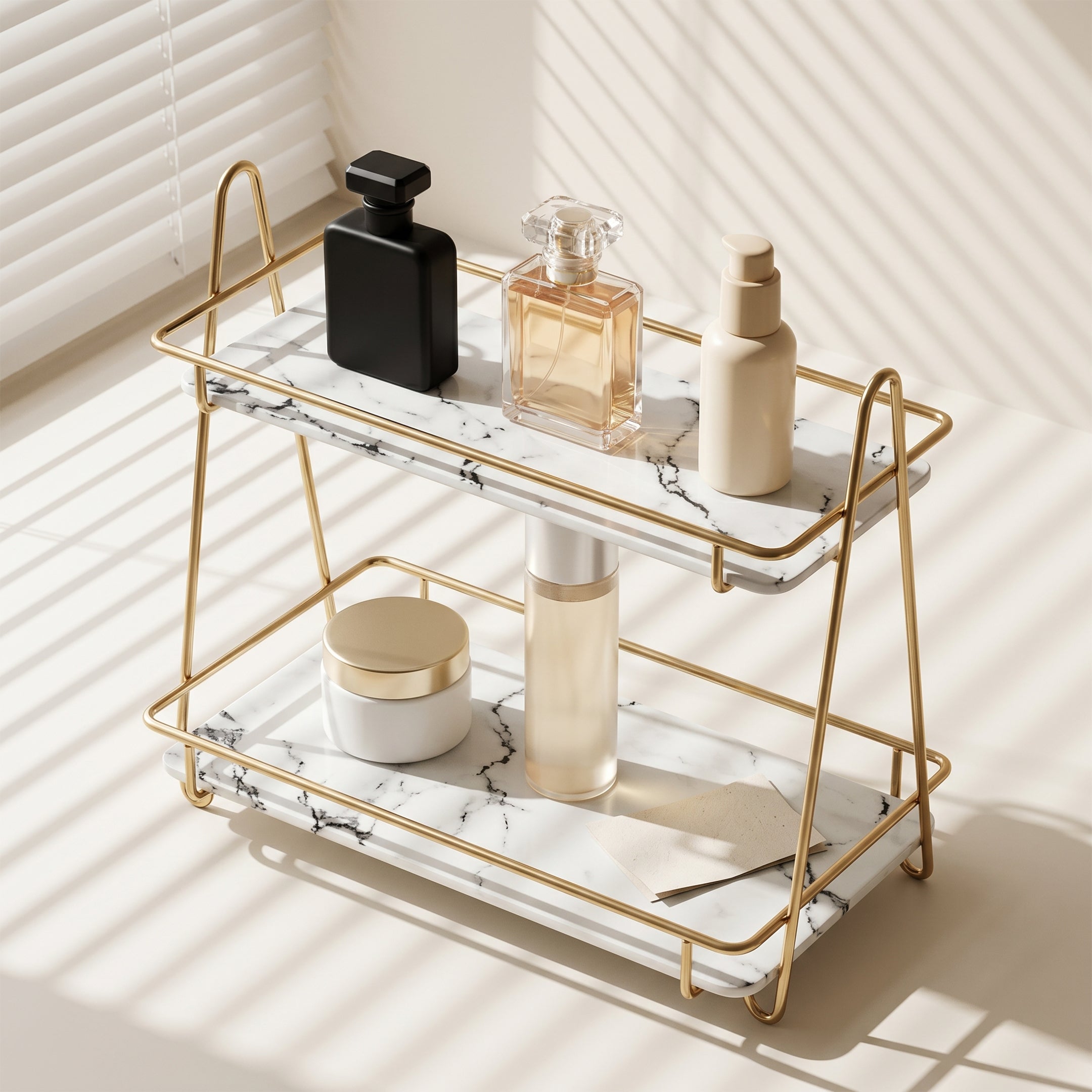 2-Tier Premium Makeup Organizer – White & Black