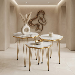 Flower-Shaped MDF Coffee Tables – Premium Nesting Tables I White & Black