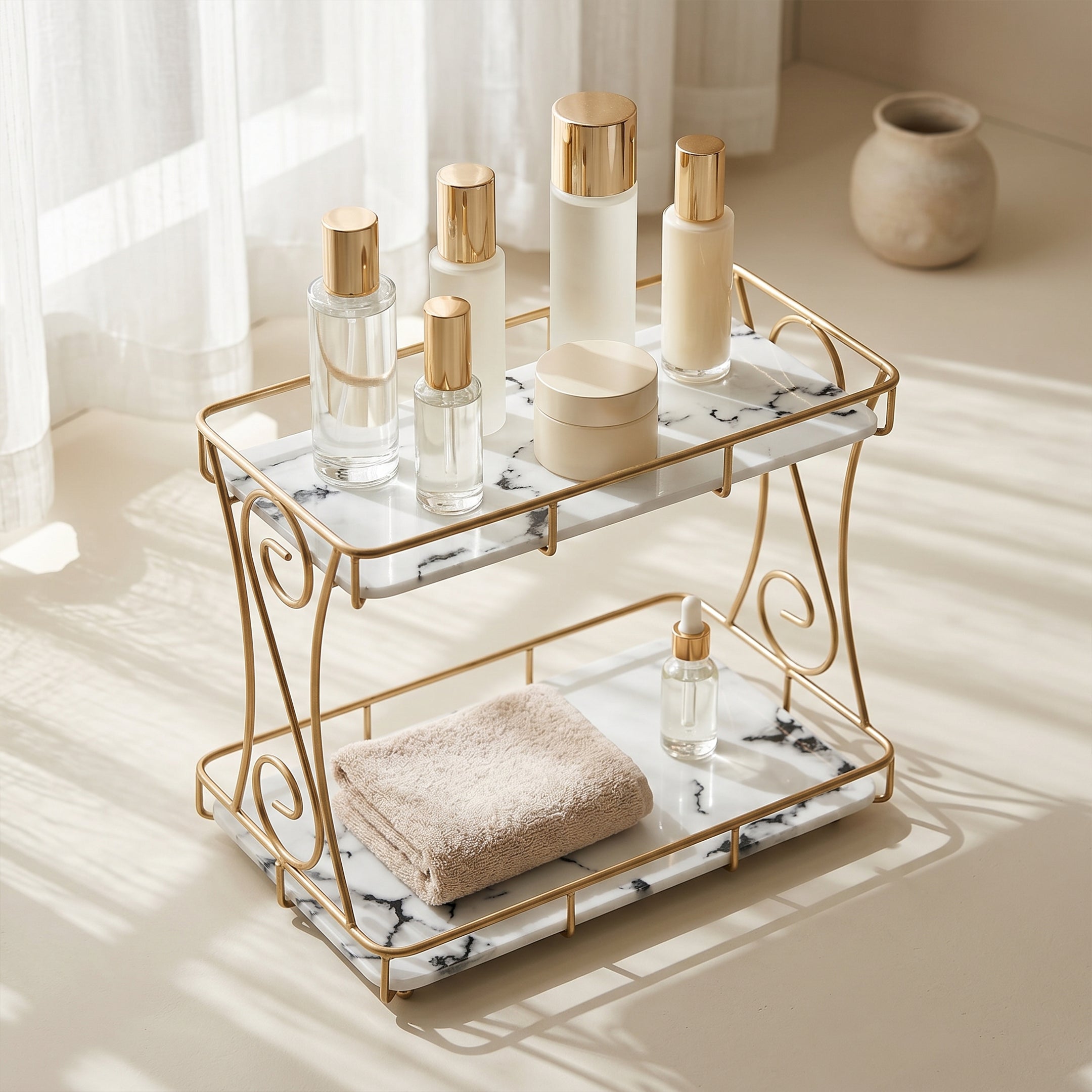 Arooji’s New 2-Layer Vanity Organizer – White & Black